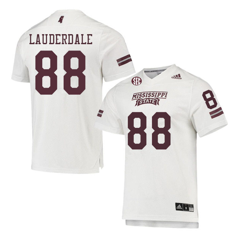 Men #88 Nick Lauderdale Mississippi State Bulldogs College Football Jerseys Sale-White - Click Image to Close